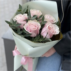 Букет Эквадорской розы розового цвета 5 шт 10109 - фото 149