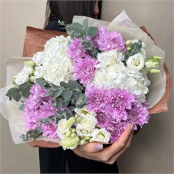 Букет из гортензий, эустомы и хризантем 10224 - фото 308