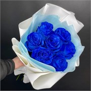 Букет из синей Эквадорской розы 7 шт в упаковке 10102
