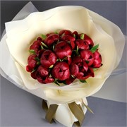 Букет из бардовых Голландских пионов 25 шт 10137